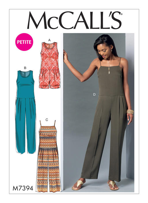 McCall's Misses'/Miss Petite Pleated, Drop-Waist Romper and