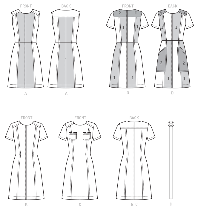 McCall's 7466 Misses' Paneled Dresses with Yoke, and Belt