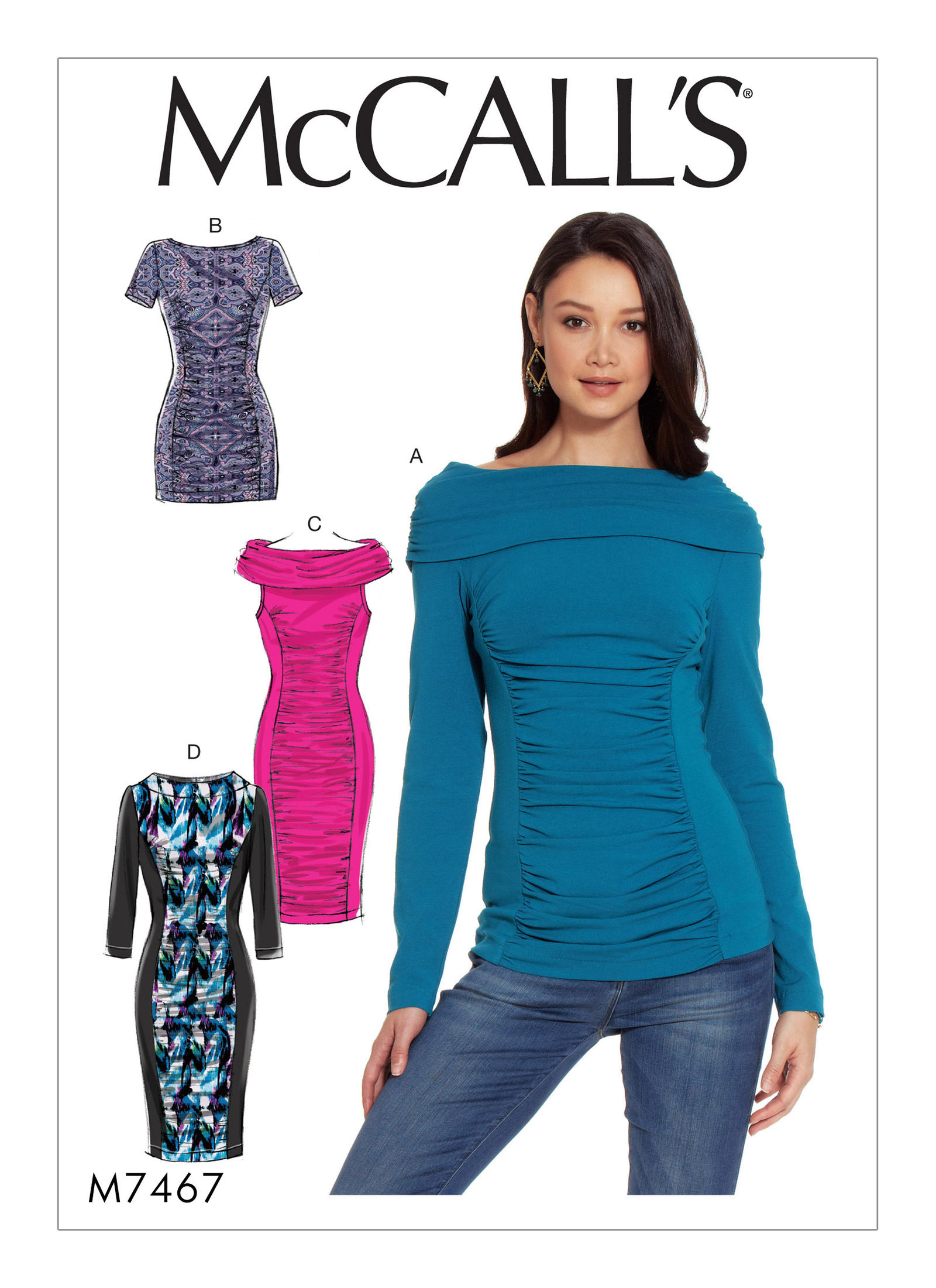 McCall's 7467 Misses' Ruched and Paneled Top, Tunic and Dresses