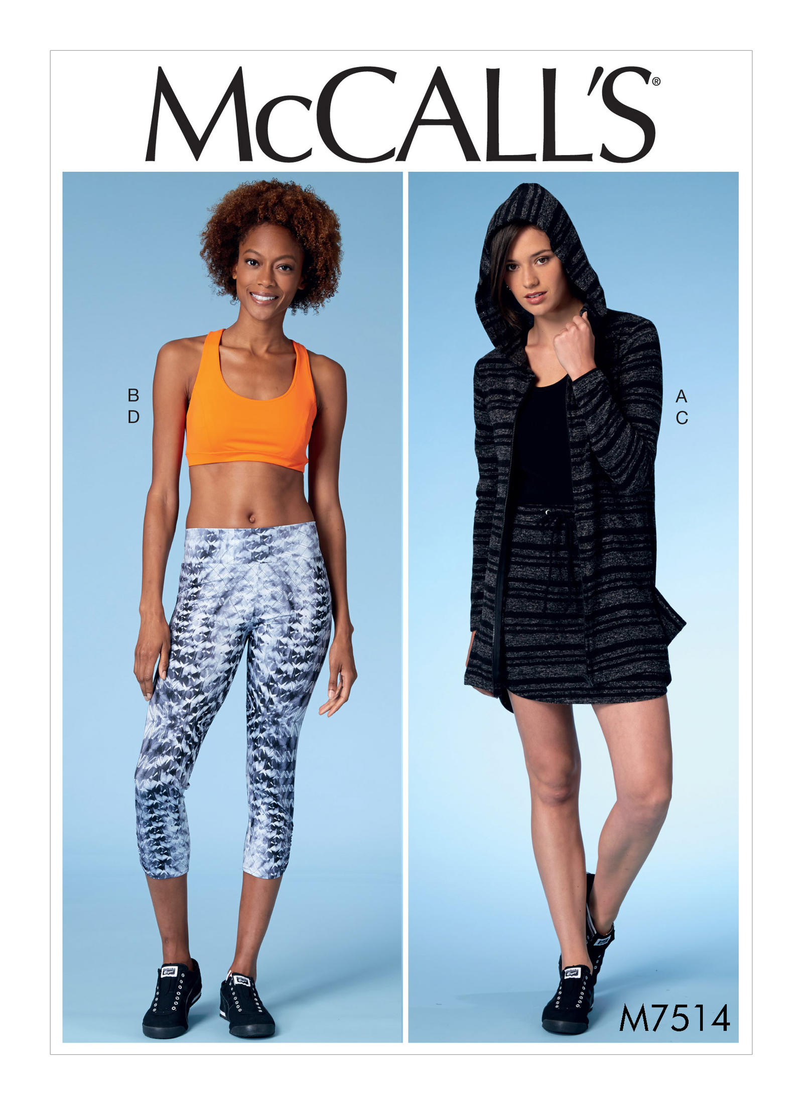 McCall's 7514 Misses' Jacket with Hood, Sports Bra, Drawstring Skirt