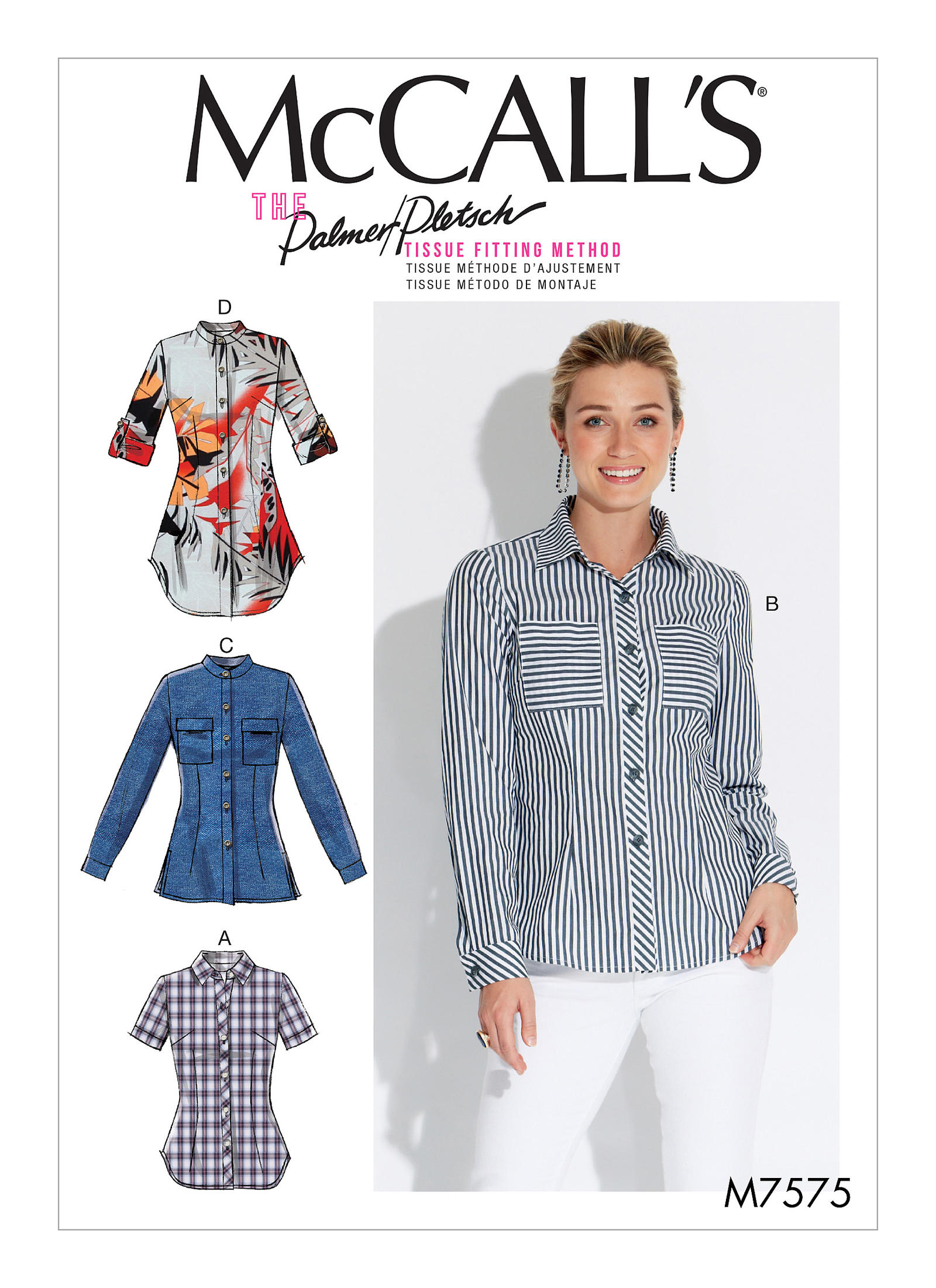 McCall s 7575 Misses Button Down Shirts  with Collar 