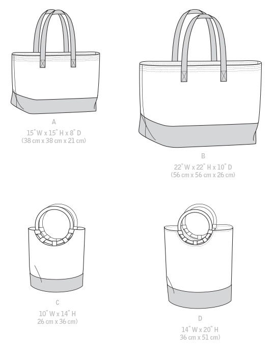 McCall's 7611 Misses' Lined Tote Bags with Contrast Variations