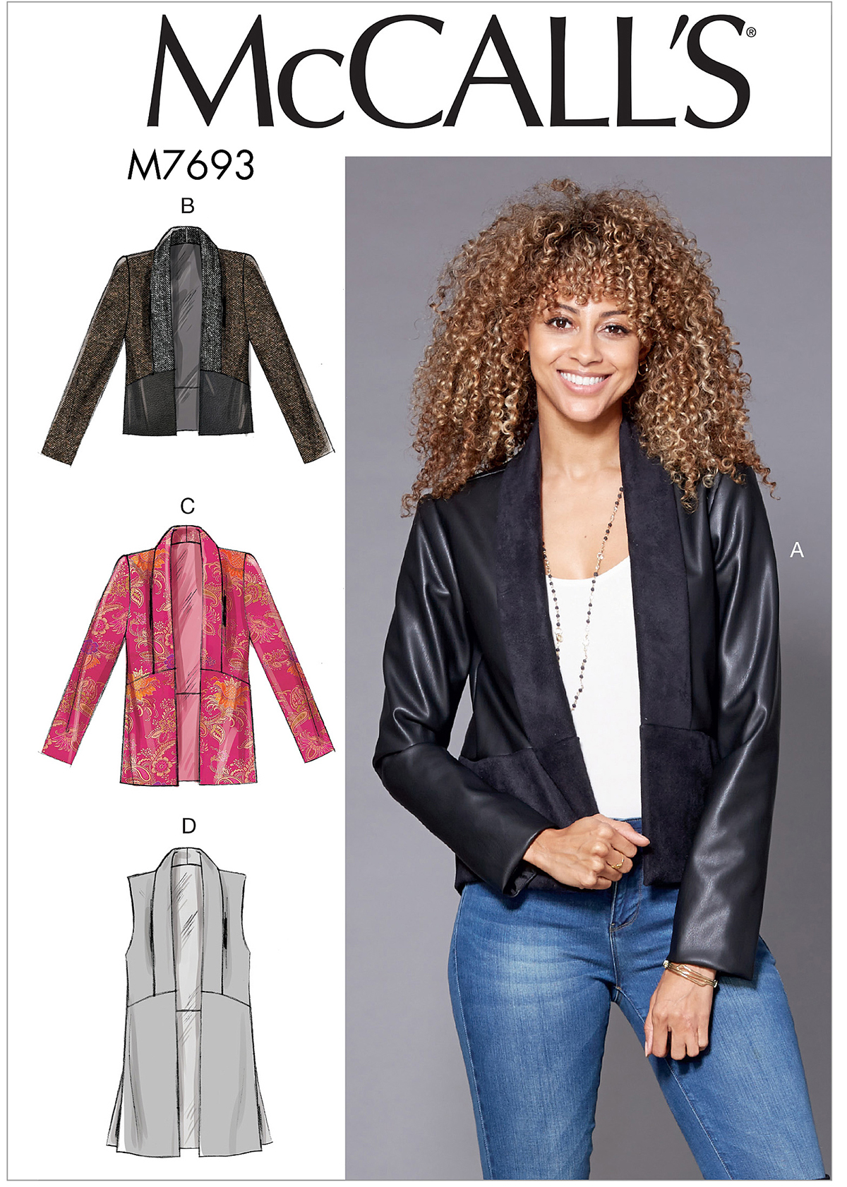 McCall's 7693 Misses' Shawl Collar Vest and Jackets