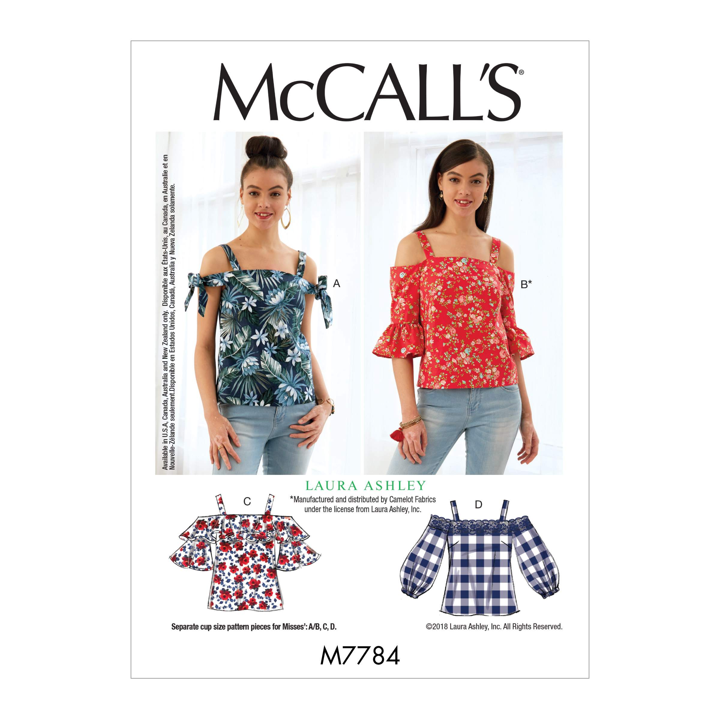 McCalls Sewing Patterns 8814 Misses 8,10,12 Semi fitted top, Back Buttons