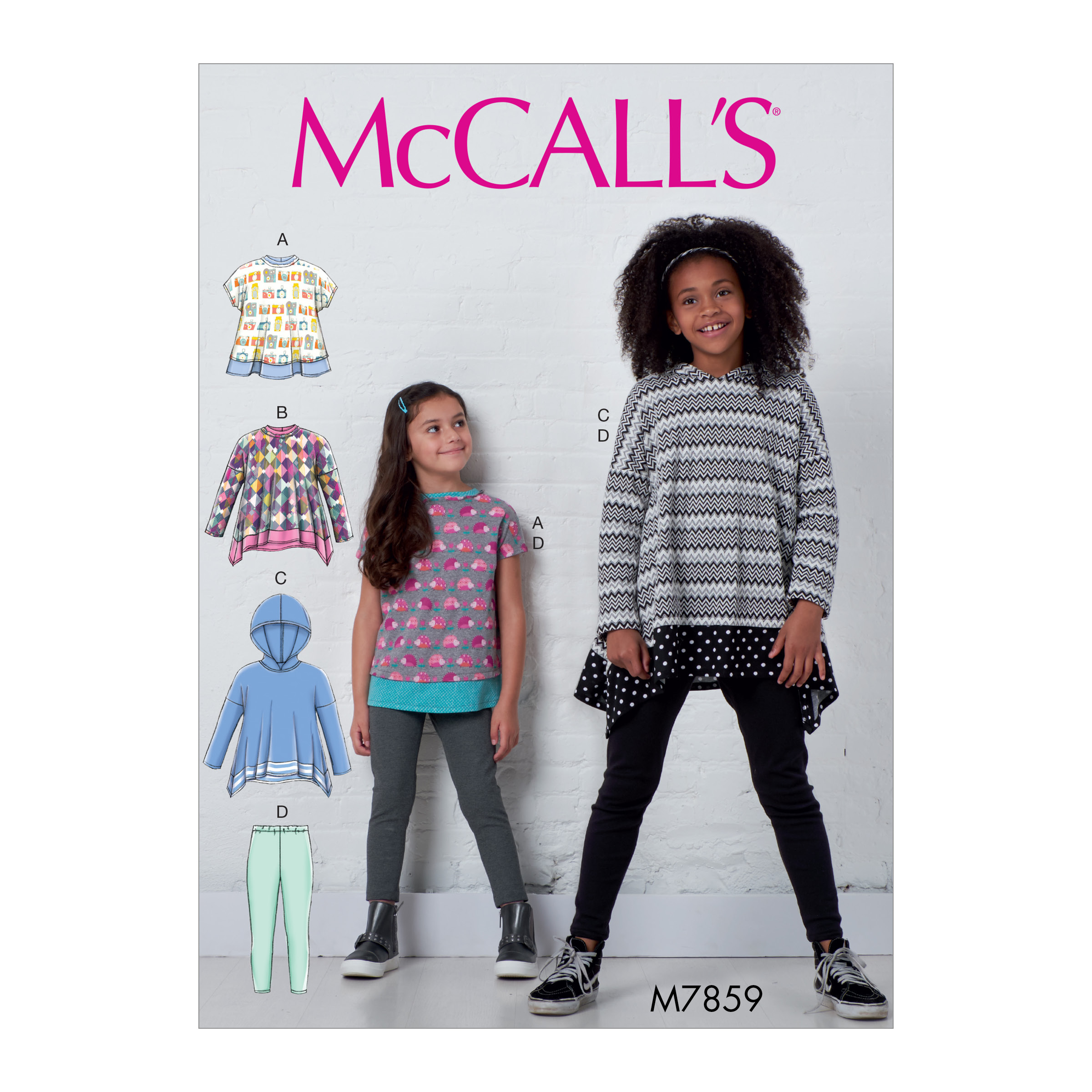 McCall's M7709 Girls' Sz 3-4-5-6 Knit Tops+ Dresses+ Leggings Very Easy  to Sew