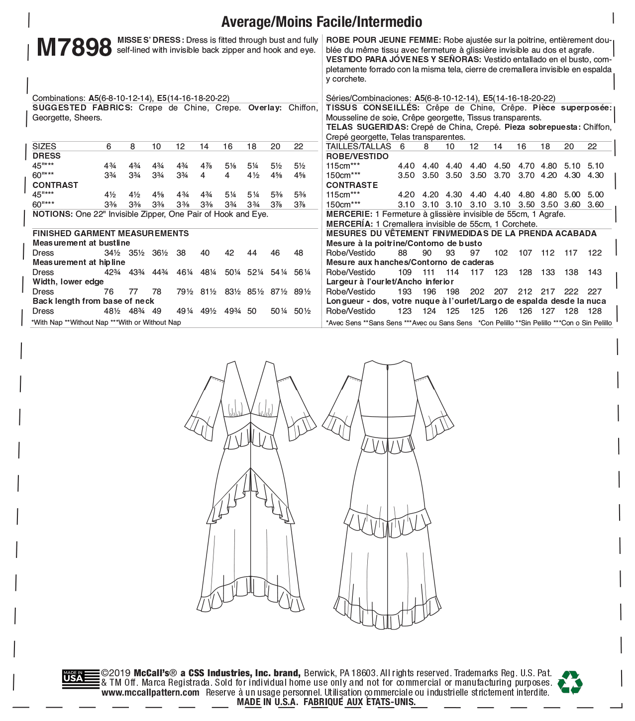 McCall's M7898 Misses' Dress