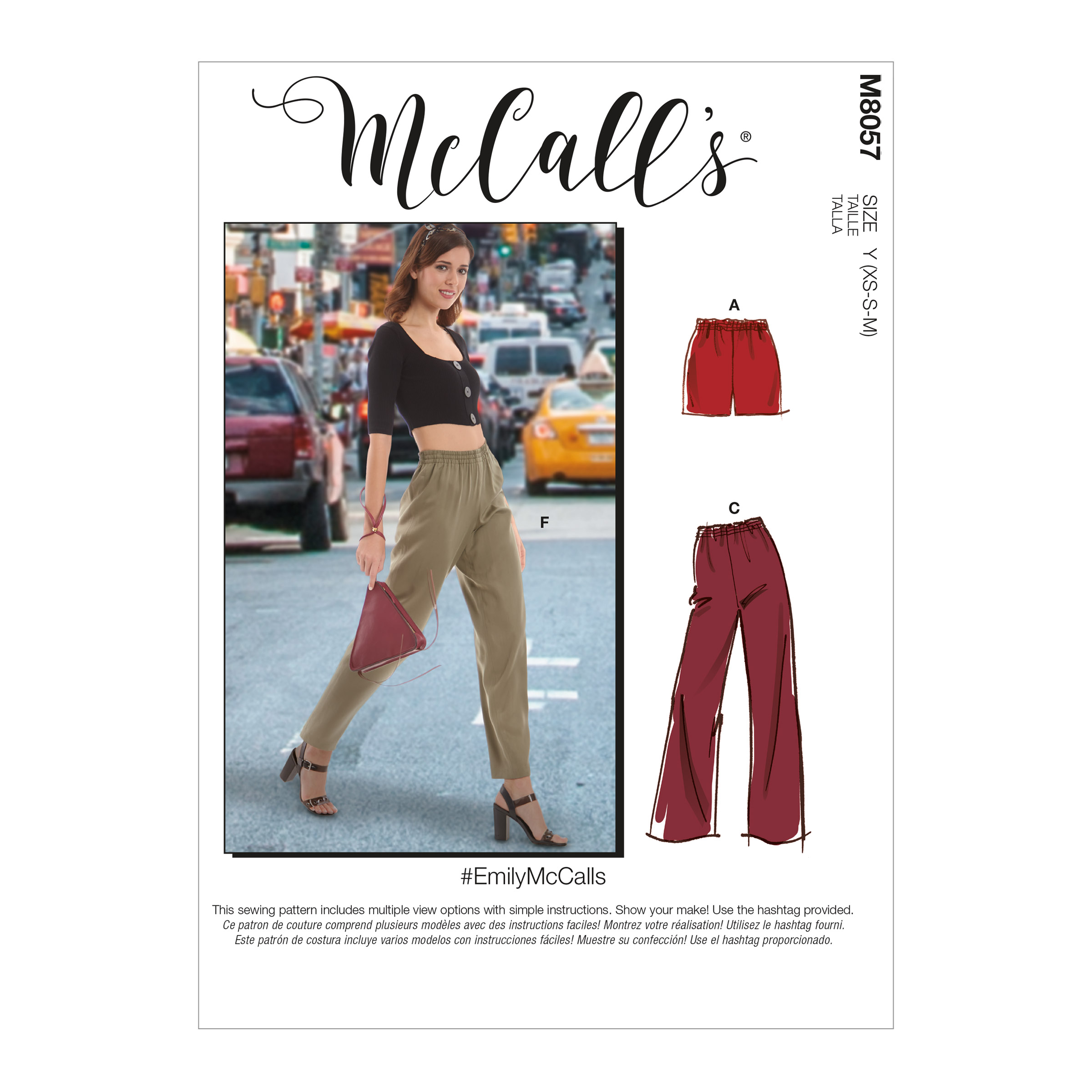 Sewing Pattern Elastic Waist Pants Pattern, Easy Shorts Pattern, Pants With  Pockets Pattern, Mccall's Sewing Pattern 8057 -  Canada