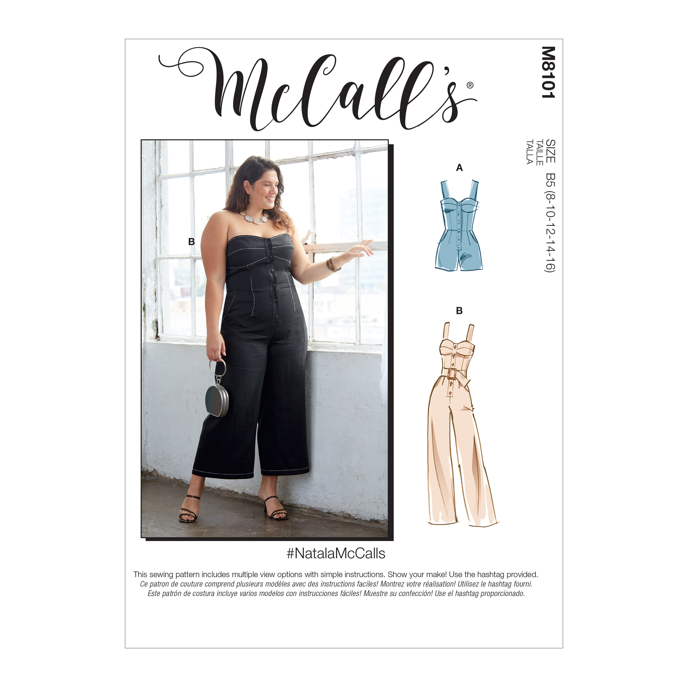 McCall's 8101 #NatalaMcCalls - Misses' & Women's Romper, Jumpsuit & Belt