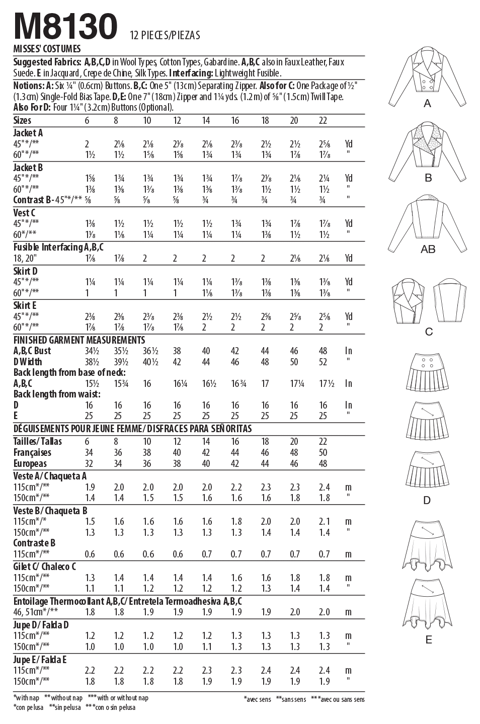 McCall's 8130 Misses' Costumes