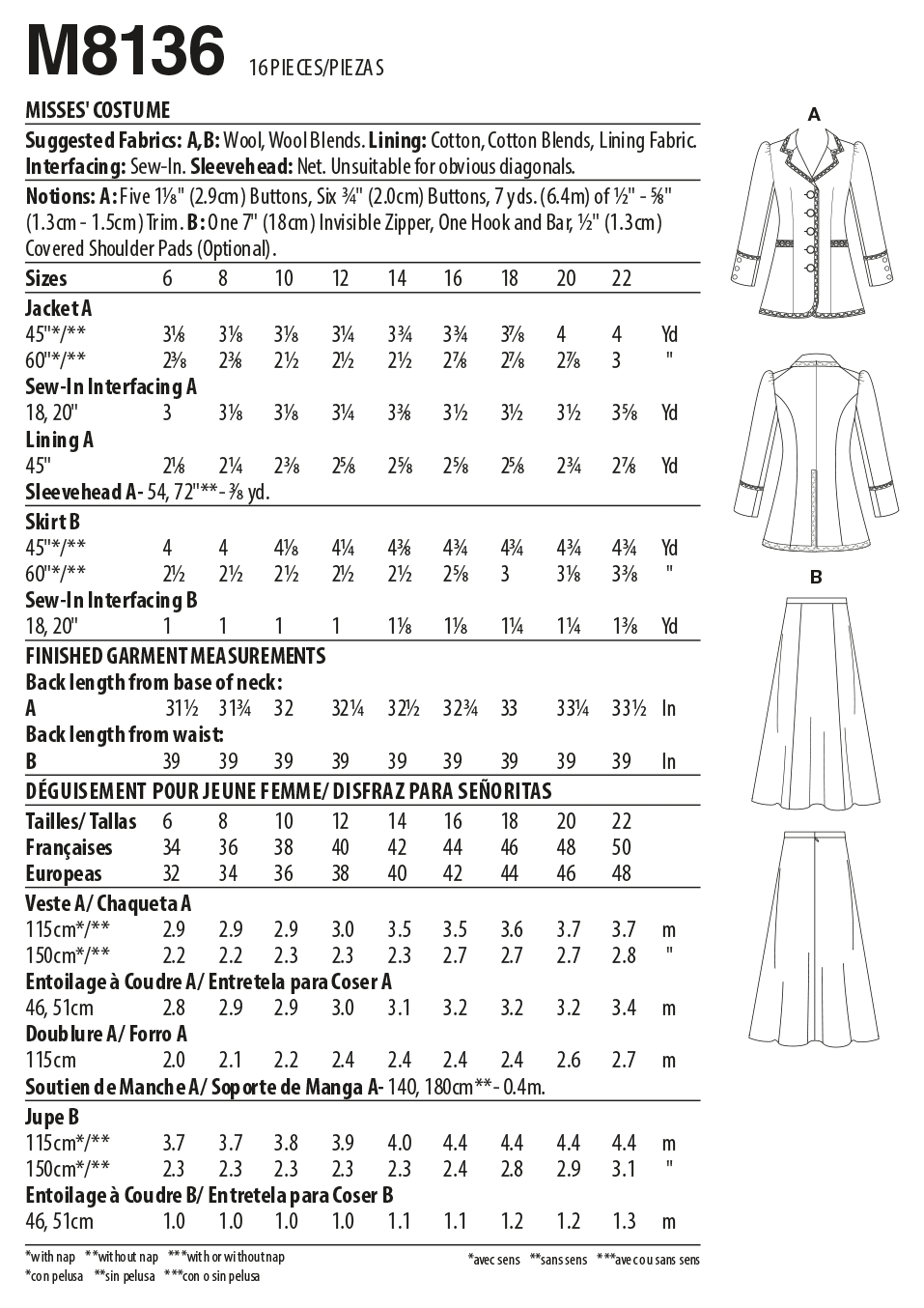 McCall's 8136 Misses' Costume