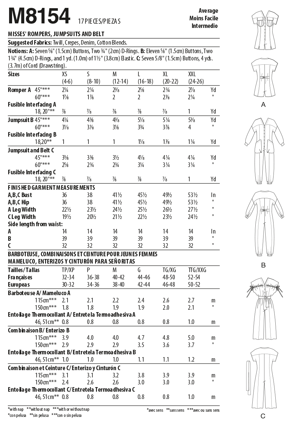 McCall's Delancey Jumpsuits Sewing Pattern M8153 (16-24)