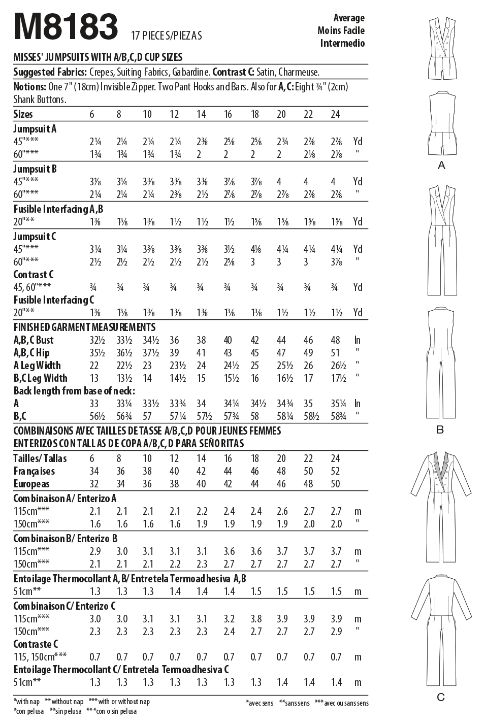 2024-25 秋冬新作  ハイブランドの McCall's 8183 Jumpsuits Misses' - #ValerieMcCalls 靴
