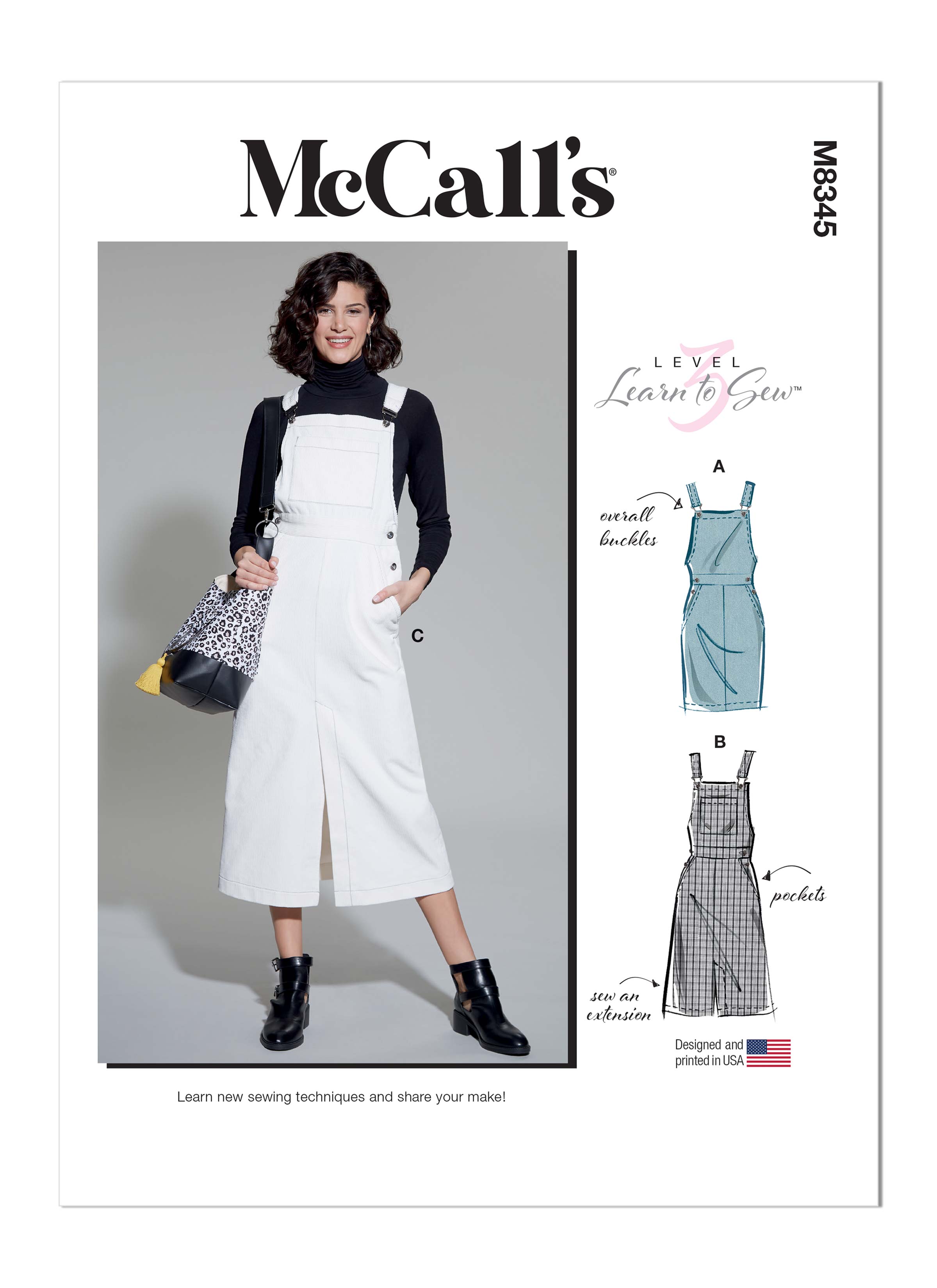 McCalls Sewing Pattern 8345 (E5) - Misses Skirt Overalls, FREE Delivery  Available