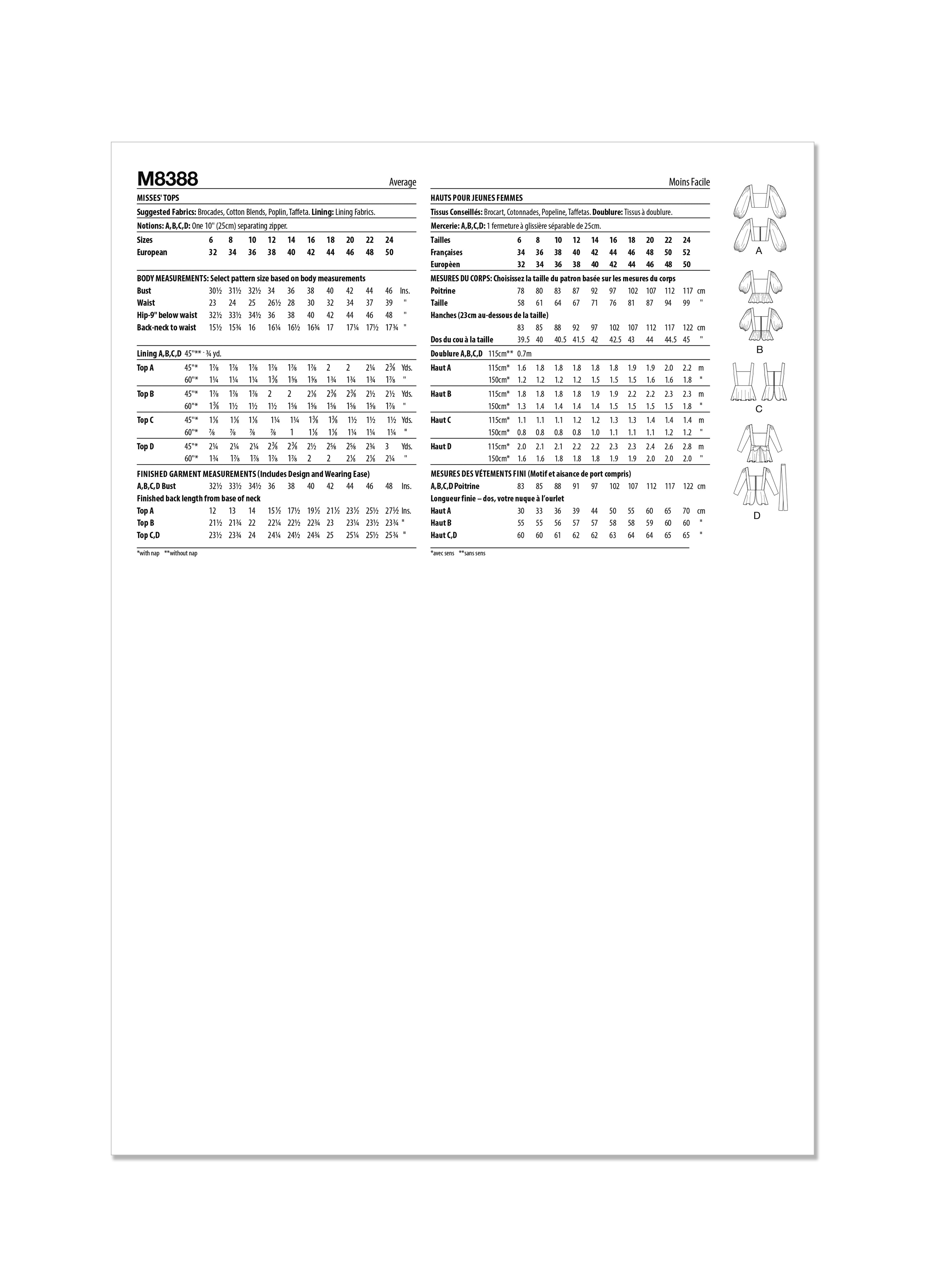 McCall's 8388 Misses' Tops