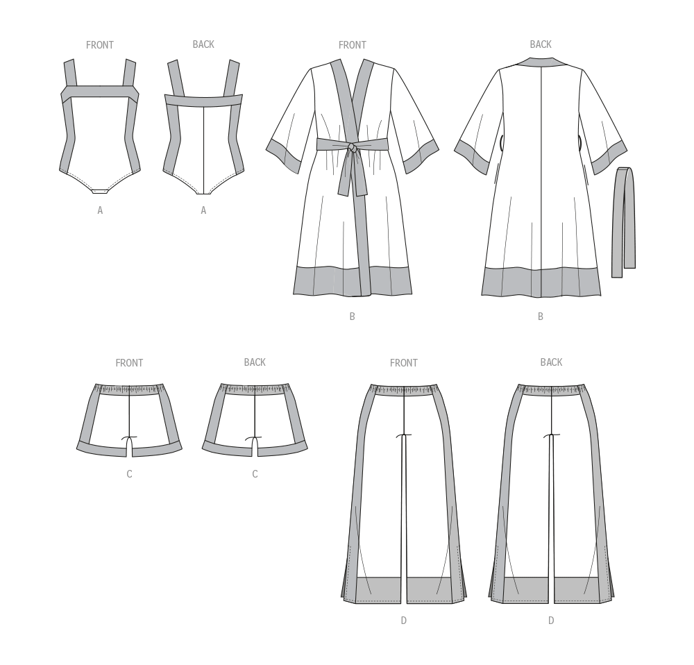 M8412, Women's Bodysuit, Robe, Shorts and Pants