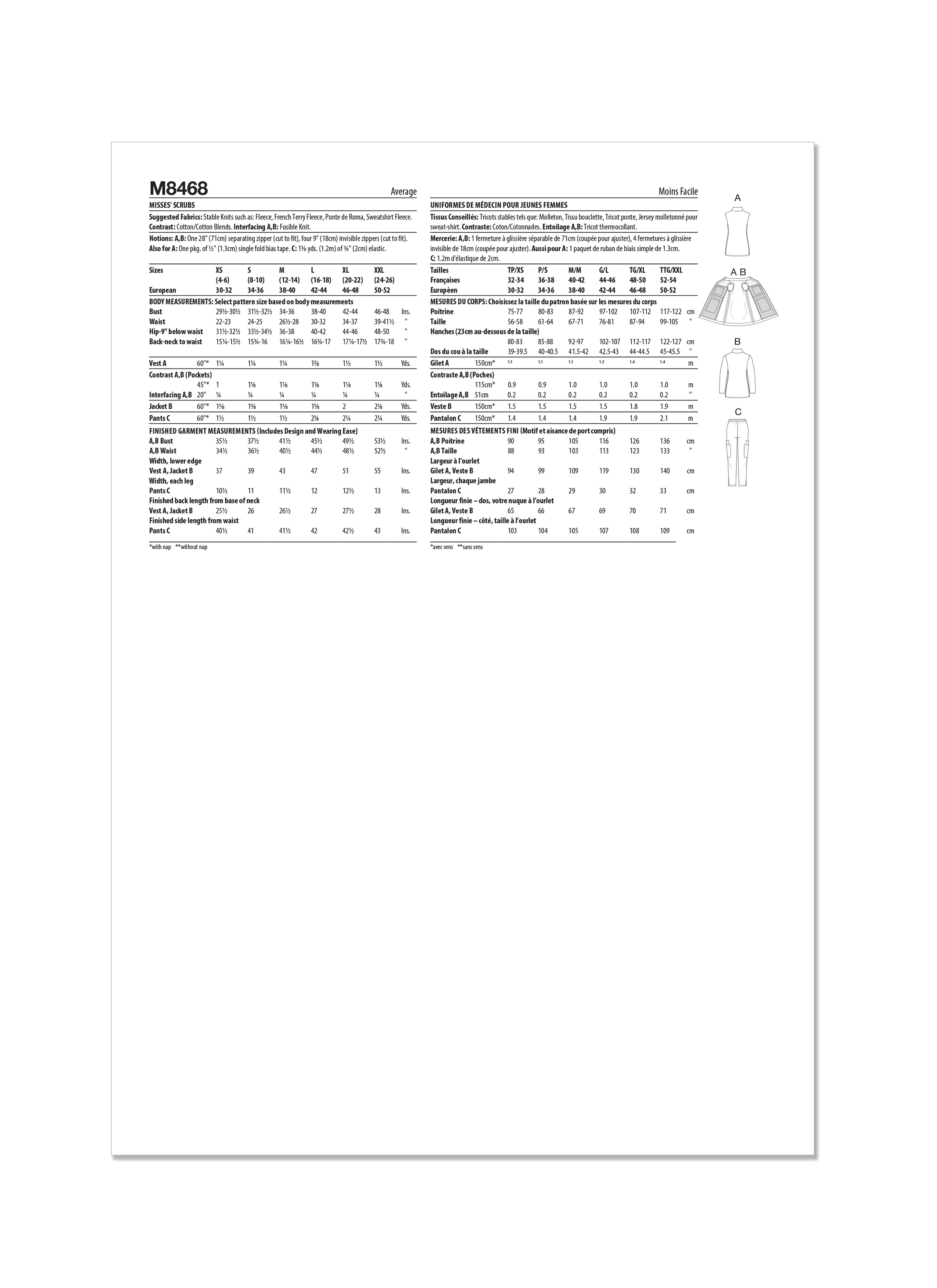 McCall's 8468 Misses' Scrubs