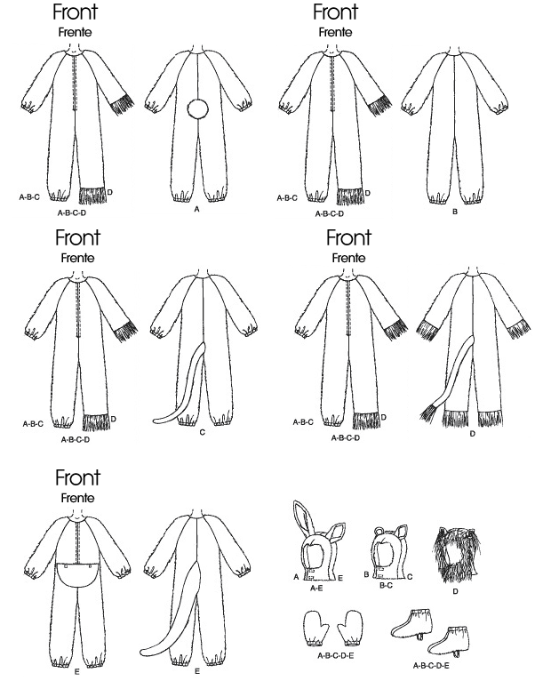 M6106 Adults/Kids Animal Costumes 3-4-5 Size CE