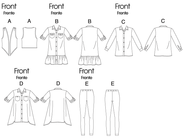 McCall's 6159 Girls'/Girls' Plus Lined Vest, Dress, Shirts