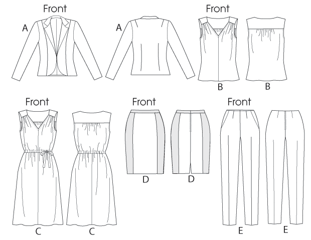 McCall's 6711 Misses' Lined Jacket, Top, Dress, Lined Skirt, and Pants