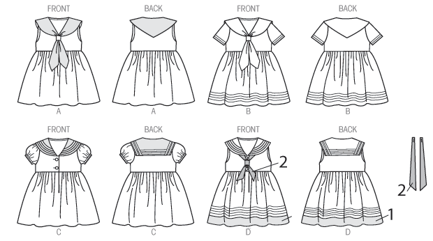 McCall's 6913 Easy Sewing Pattern to MAKE Toddler Dresses with Sailor Collars 