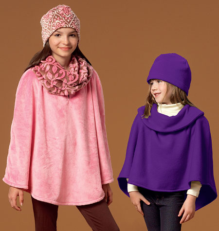 McCalls Girls Learn to Sew Easy Sewing Pattern 7012 Ponchos Hat & Scarf 