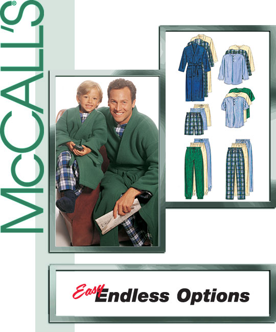 McCalls Sewing Pattern 9638 Mens Pants Shorts Robe Top Pajamas Size S-XL