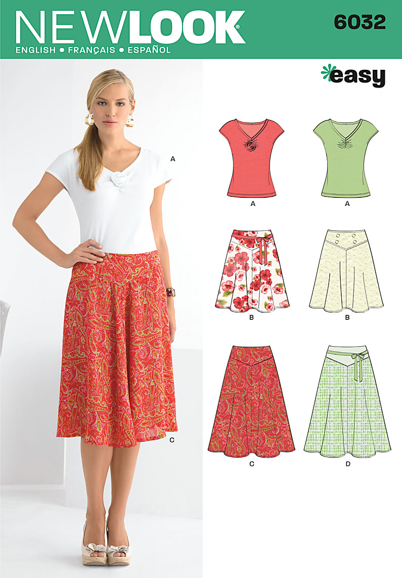 New Look 6032 Misses' Skirts & Knit Top