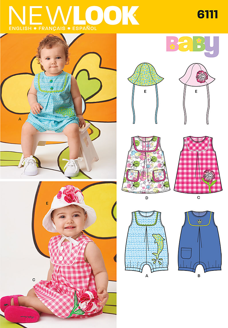 Free UK p&p dress &... New Look Baby Easy sewing pattern 6520 Romper