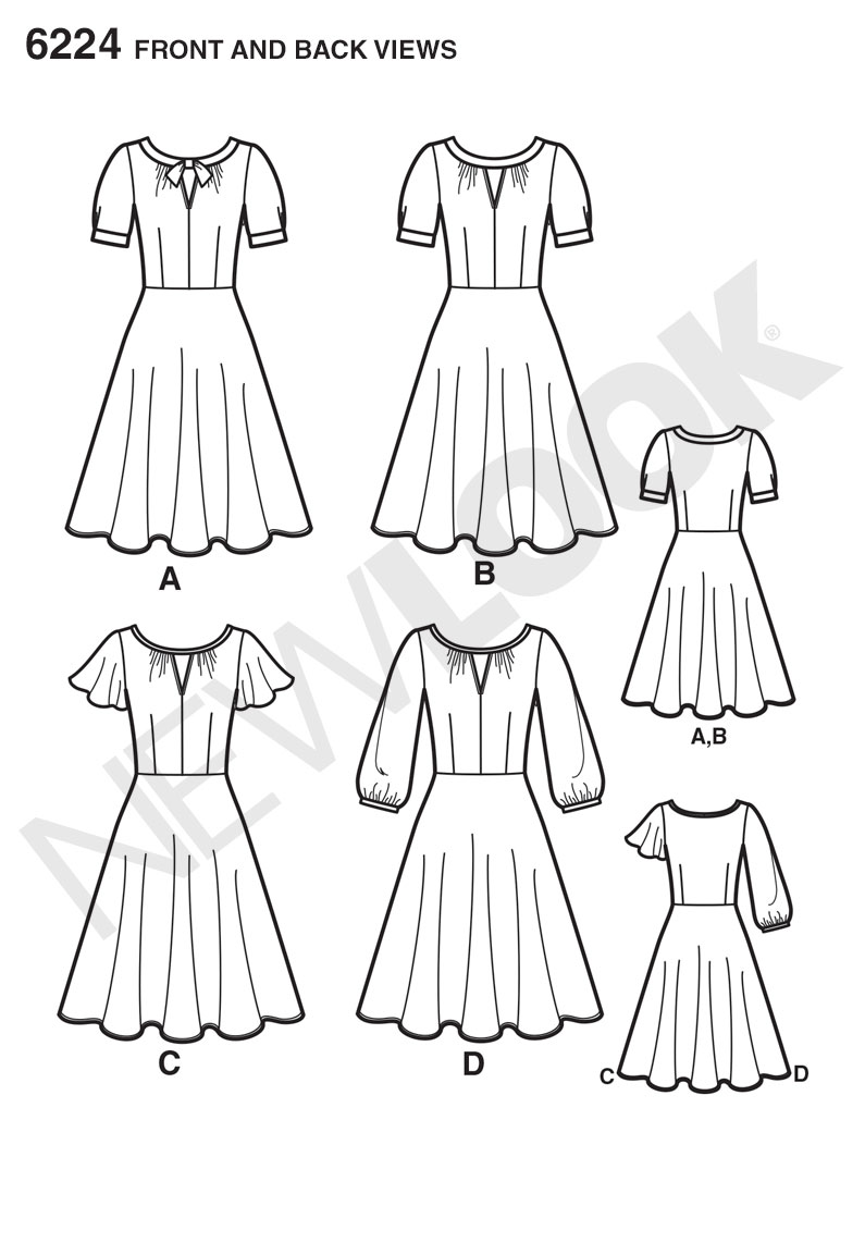 New Look 6224 Misses' Dress with Sleeve Variations