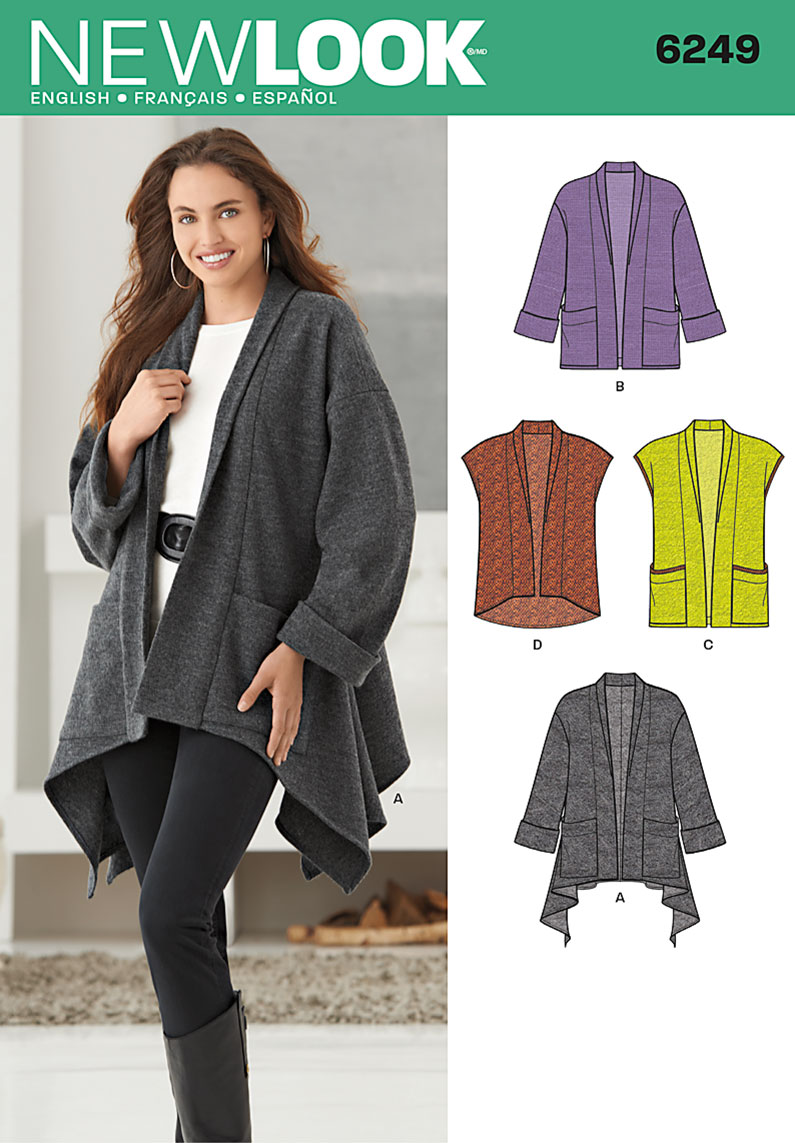 New Look 6249 Misses' Jacket with Length Variations & Vest