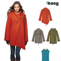 New Look Misses' Easy Coat with Length and Front Variations, and Vest ...