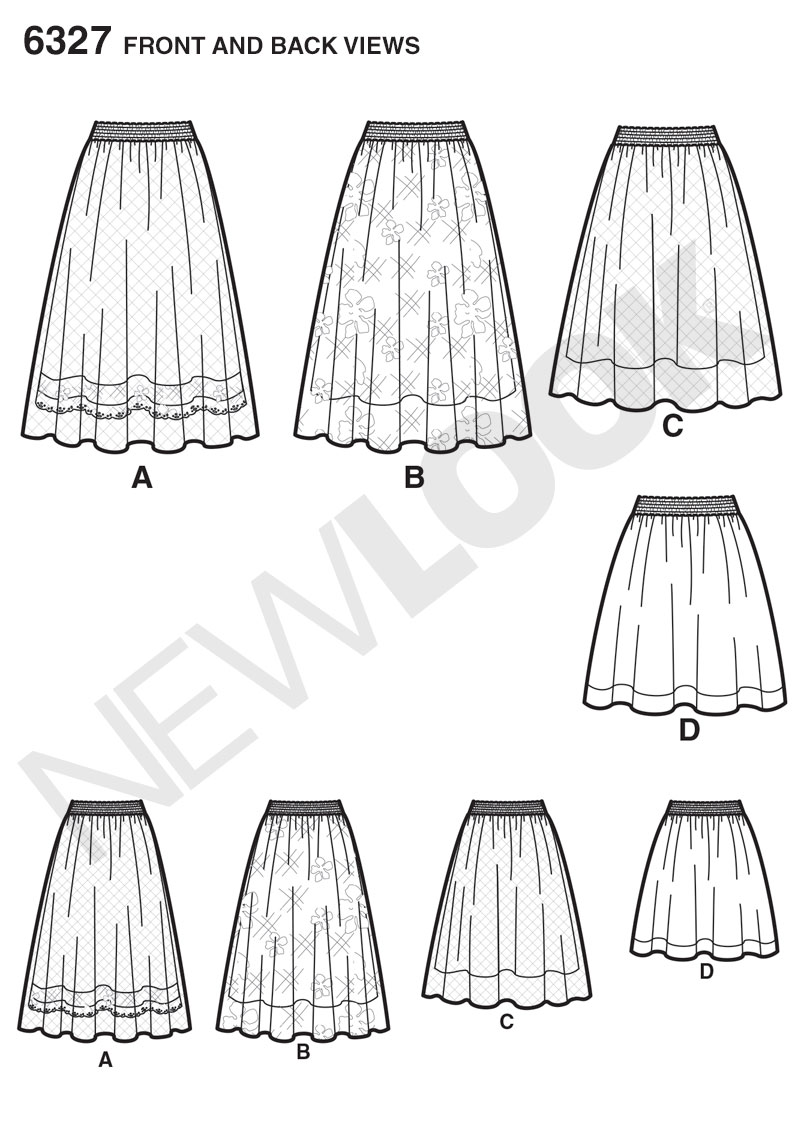 New Look 6327 Misses' Skirts with Length and Overskirt Variations