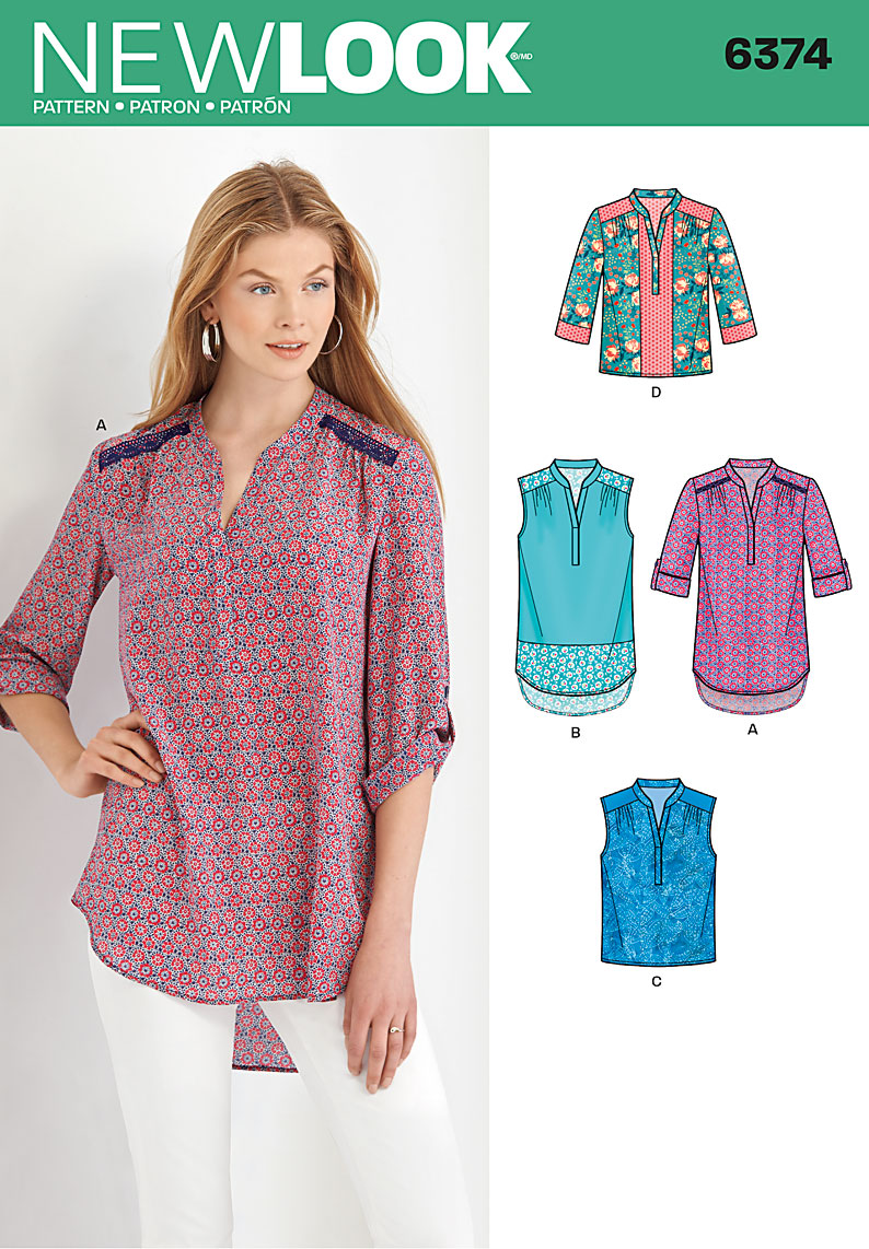 New Look 6374 Misses' Shirts with Sleeve and Length Options