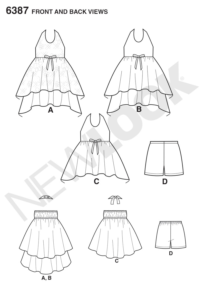 New Look 6387 Child's Dress, Tunic and Shorts