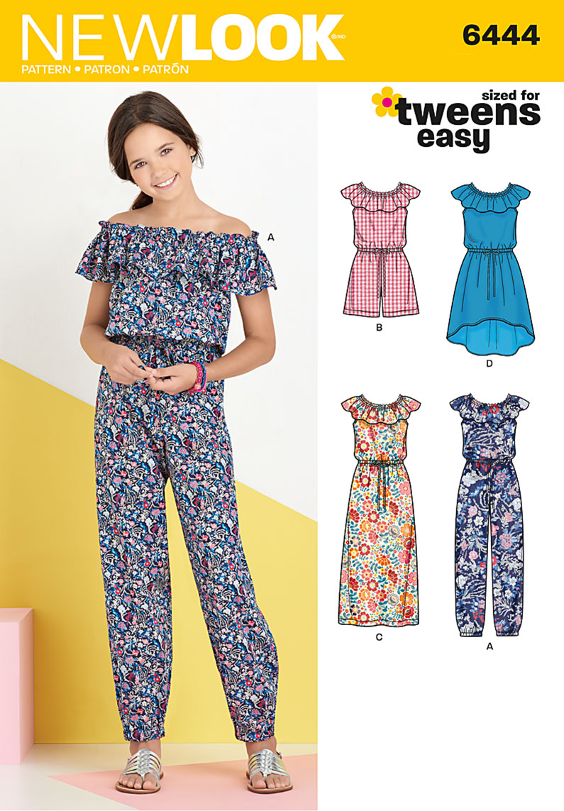 New Look 6444 Girl's Dress and Jumpsuit in Two Lengths