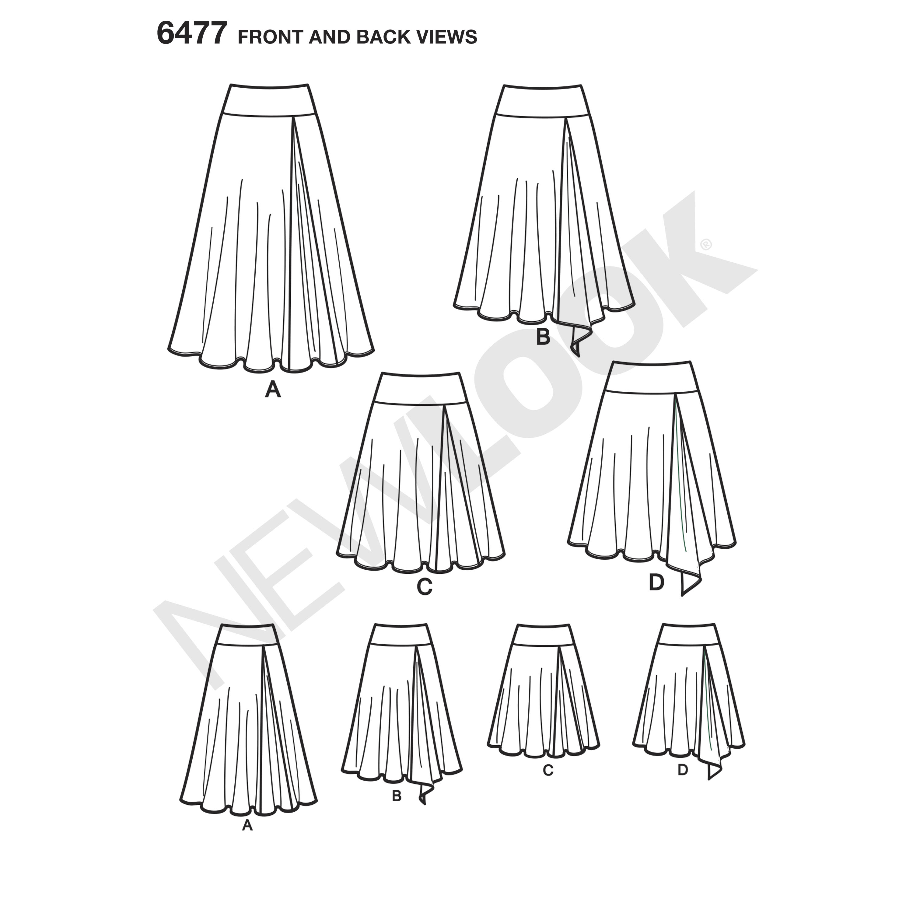 New Look 6477 Misses' Knit Skirts in Varying Lengths