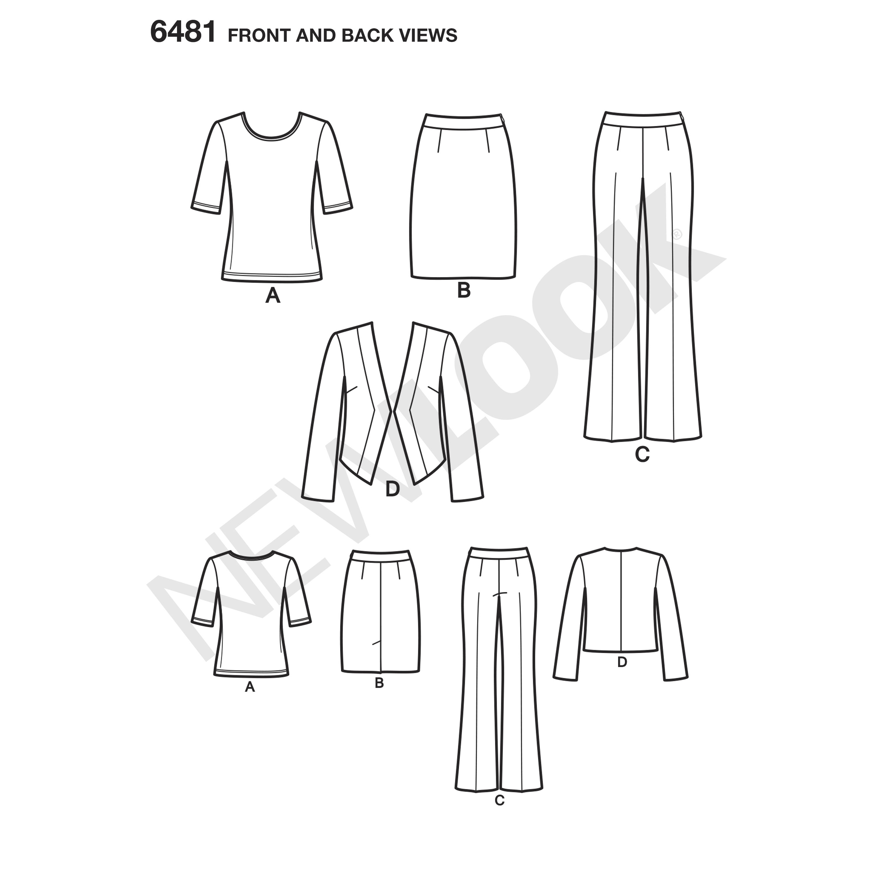 New Look 6481 Misses' Skirt, Pants, Jacket and Knit Top