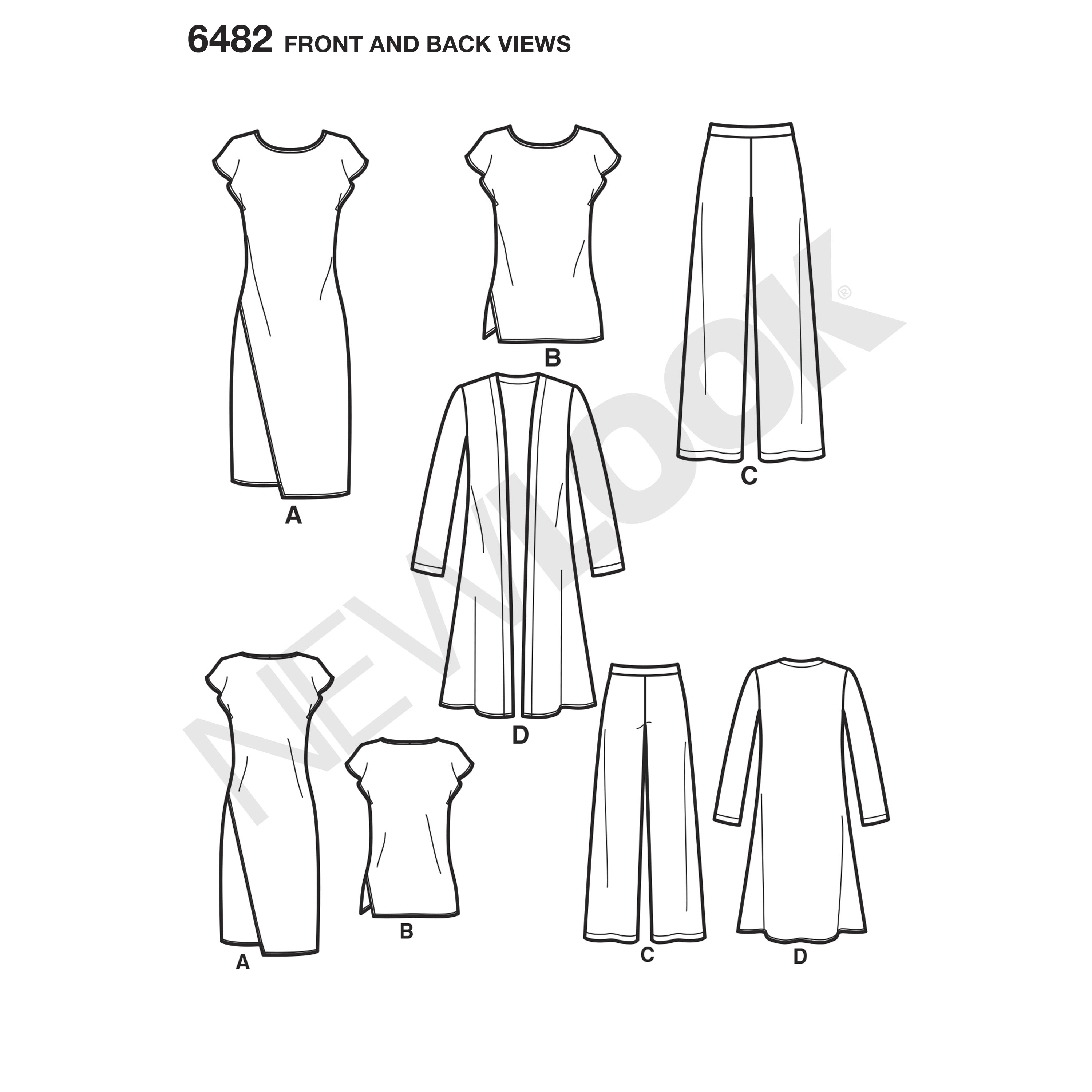 New Look 6482 Misses' Knit Dress, Tunic, Pants and Duster