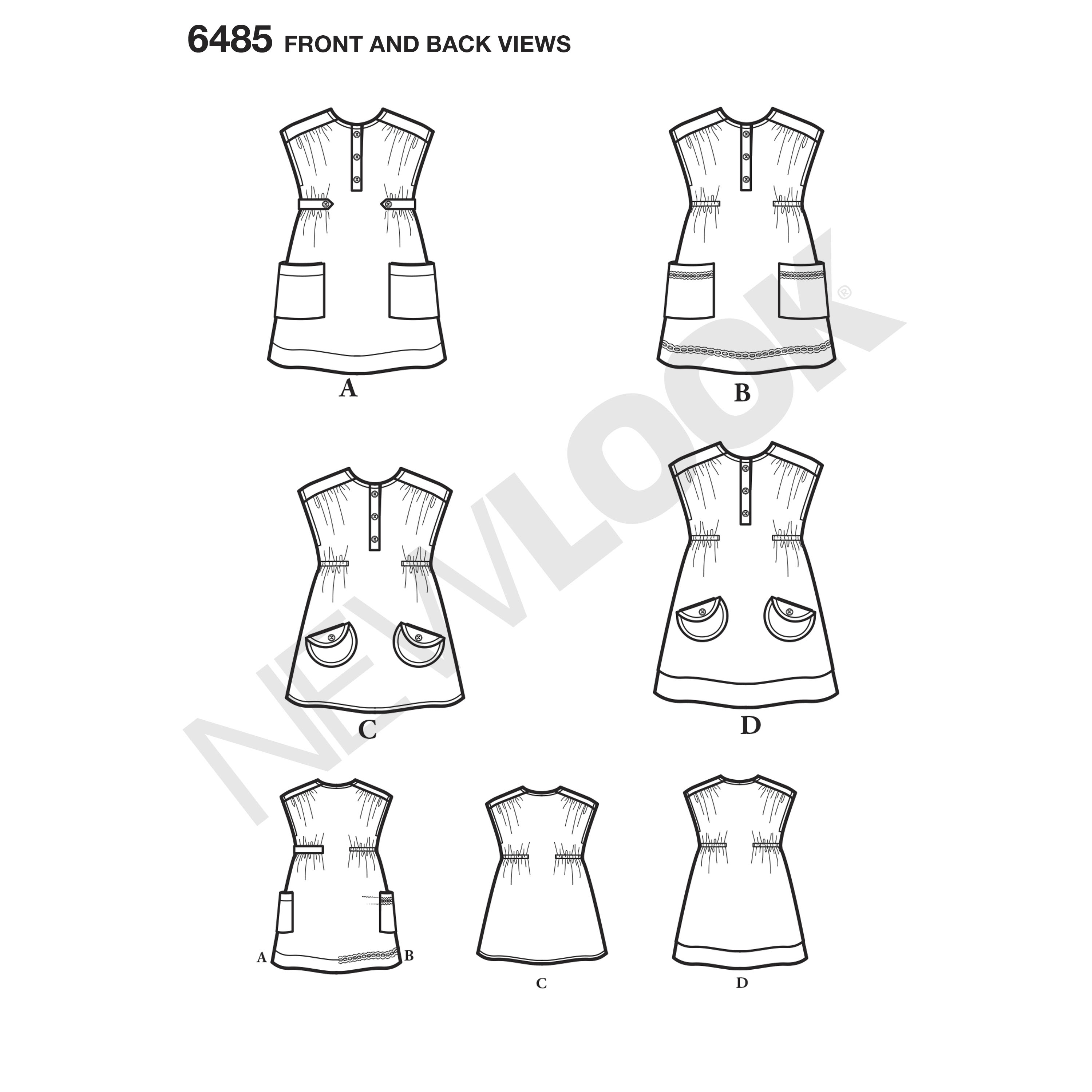 New Look 6485 Toddlers' Dress or Tunic with Fabric Variations
