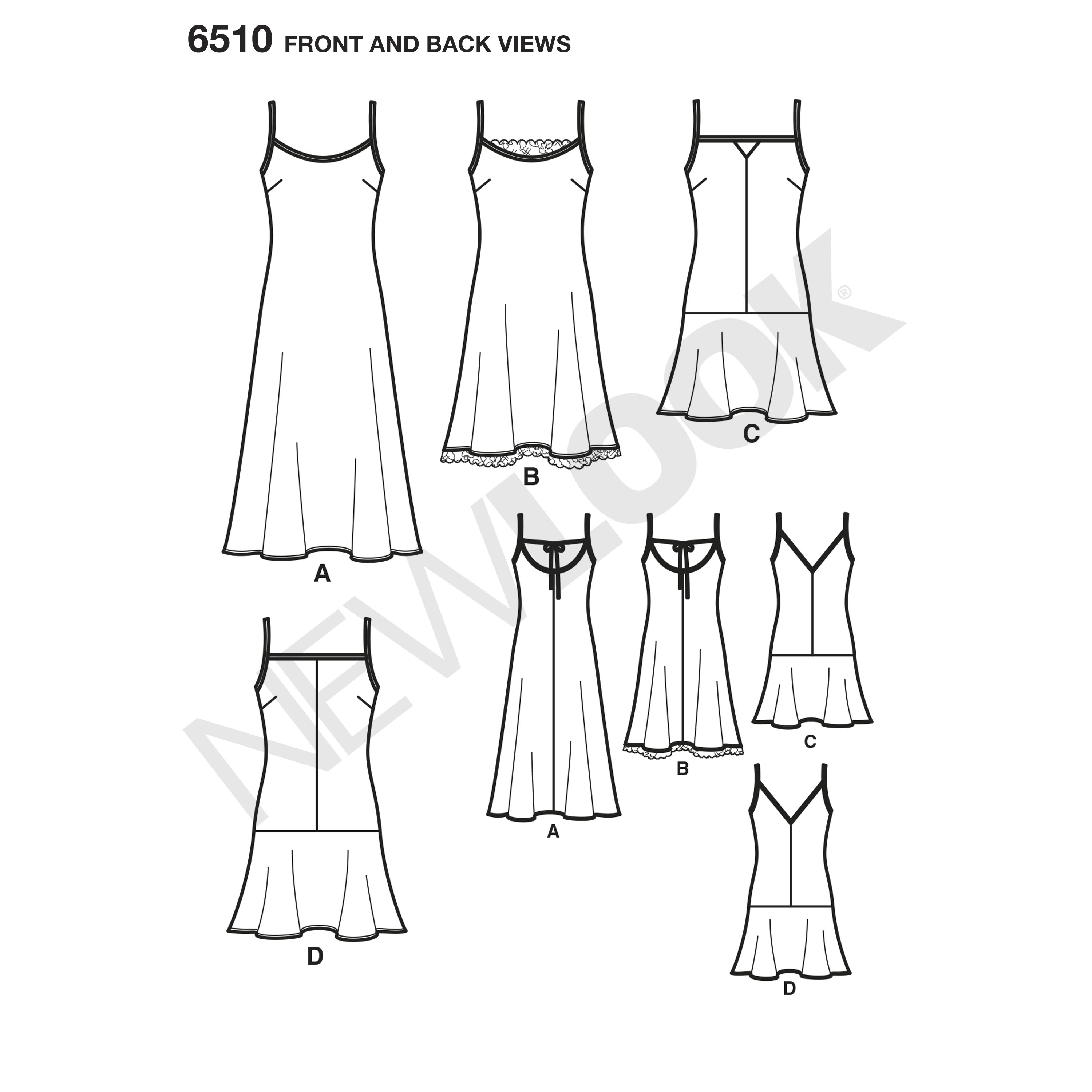 6510 manque le slip robes avec variation New Look sewing pattern Tailles 6-18