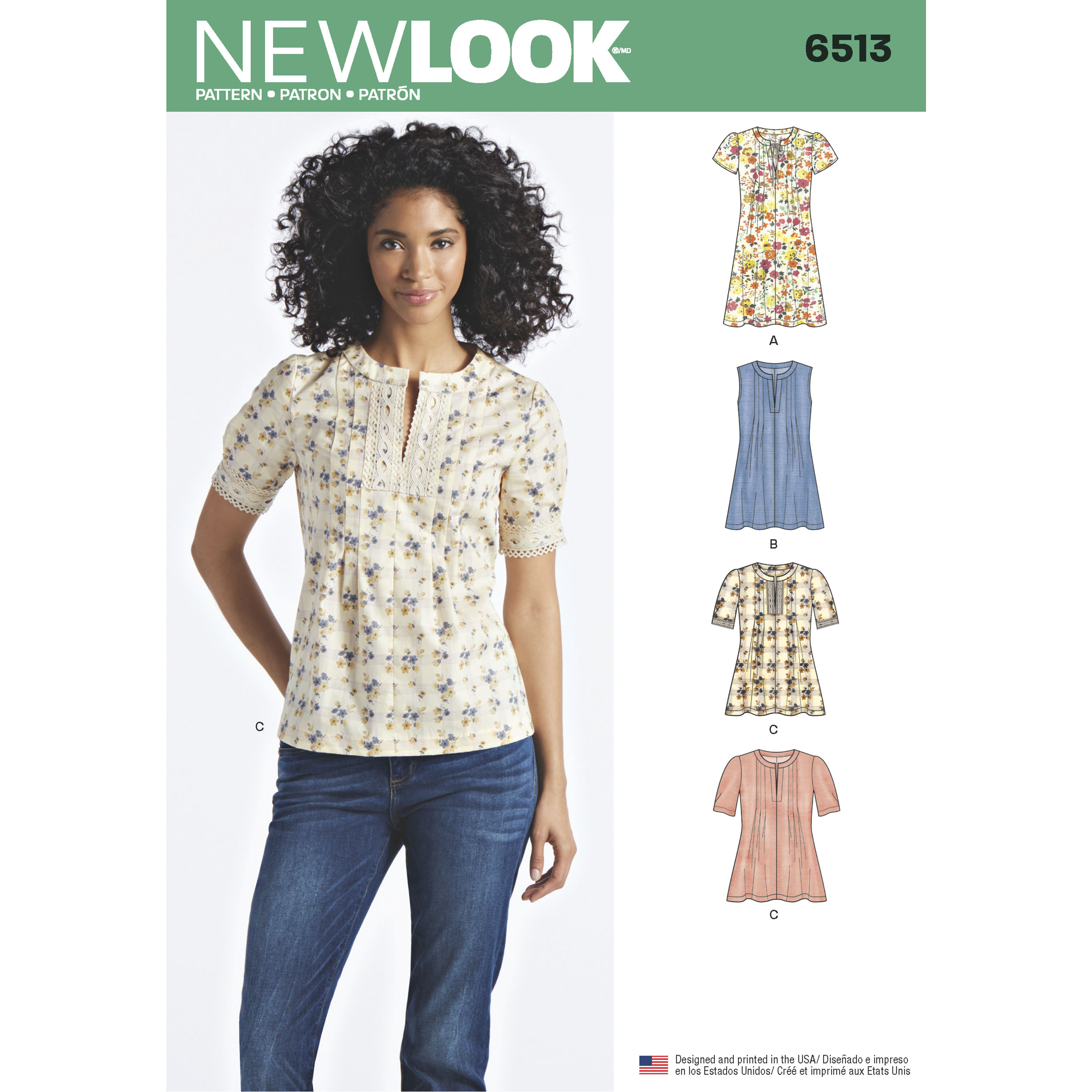New Look 6513 Misses' Dress or Top With Sleeve and Trim Variations