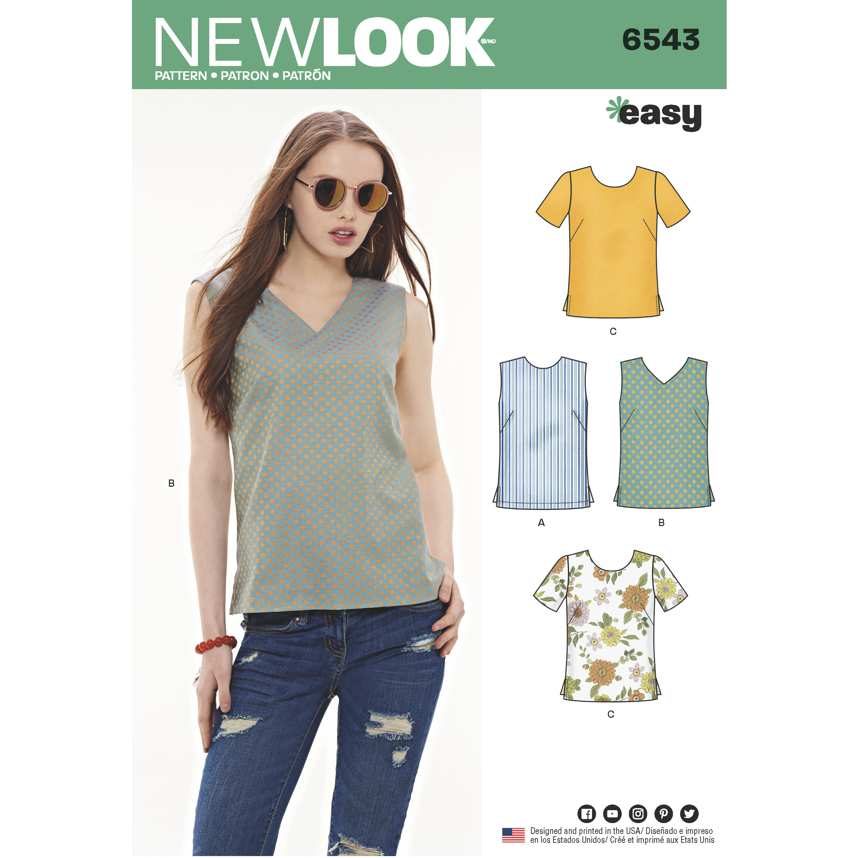 New Look New Look Pattern 6543 Misses' Easy Tops