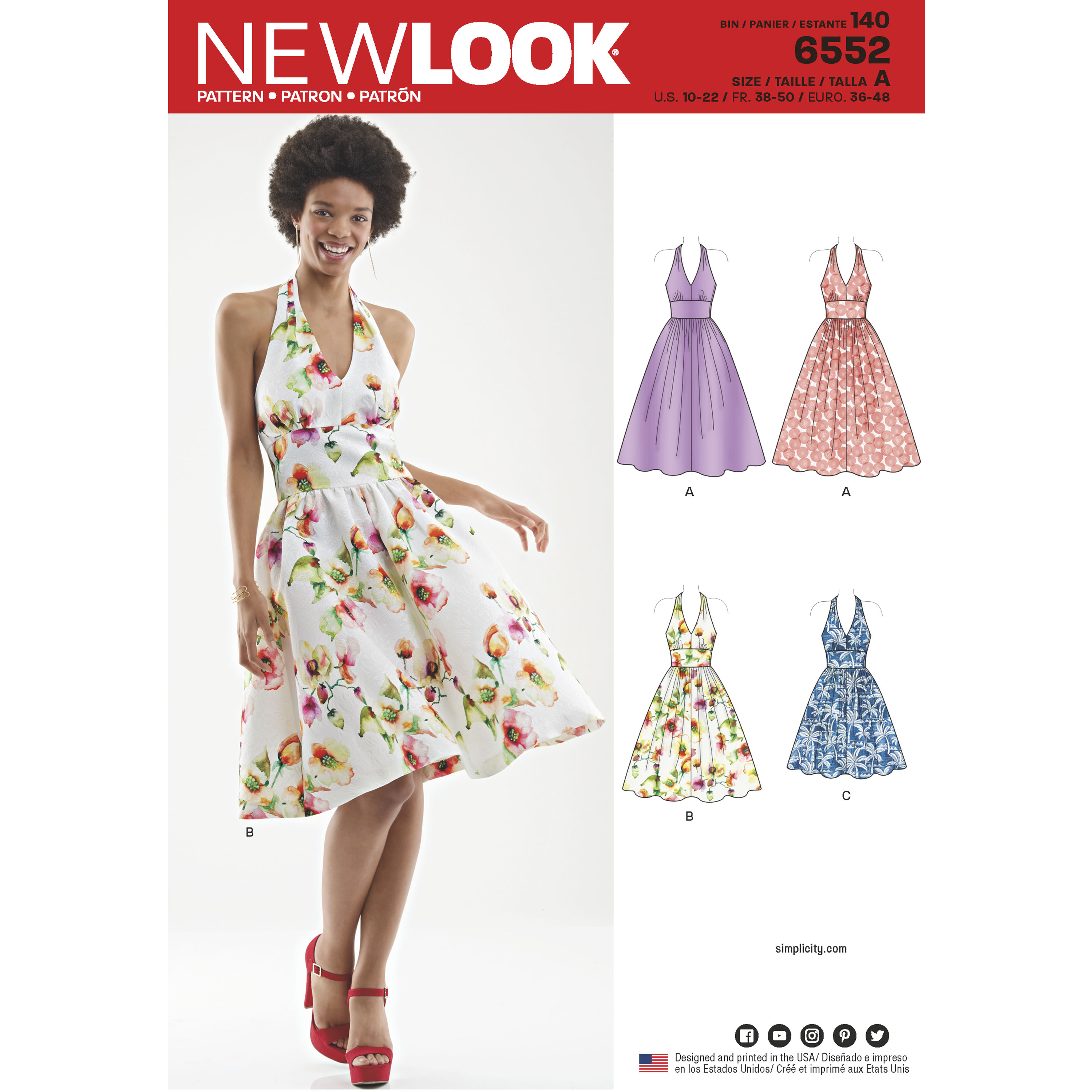 New Look New Look Pattern 6552 Misses' Halter Dresses