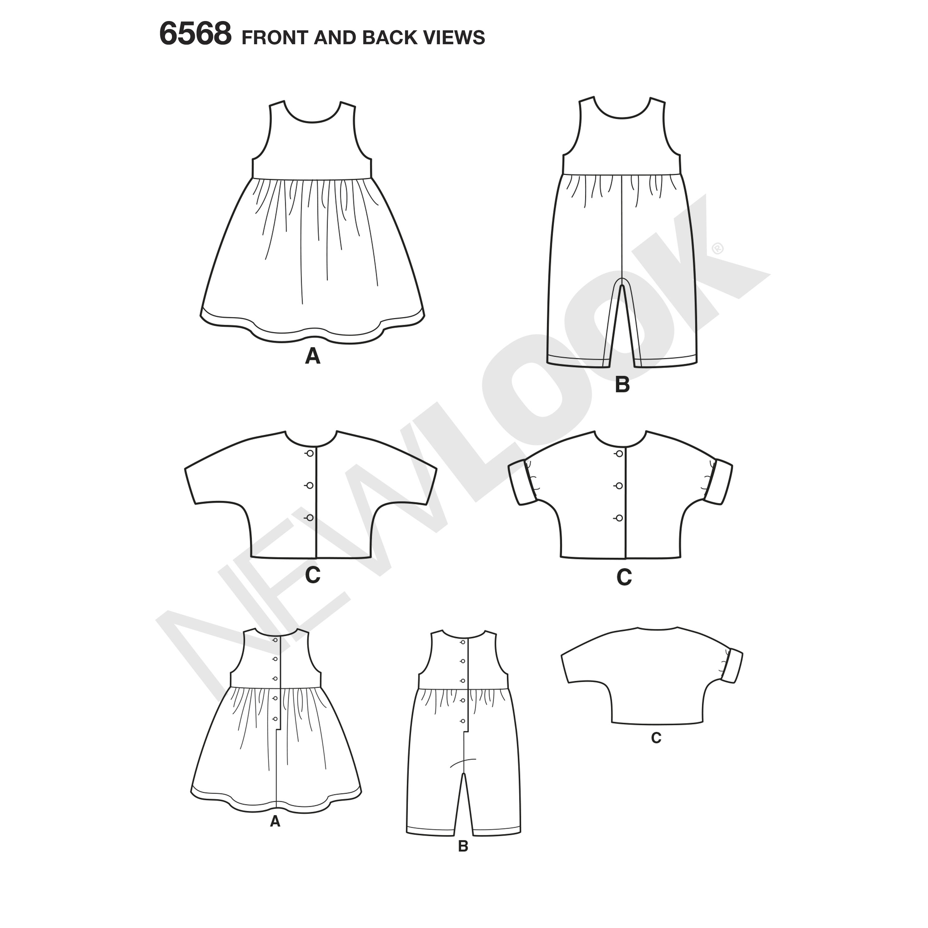 New Look New Look Pattern 6568 Babies' Dress, Romper and Jacket