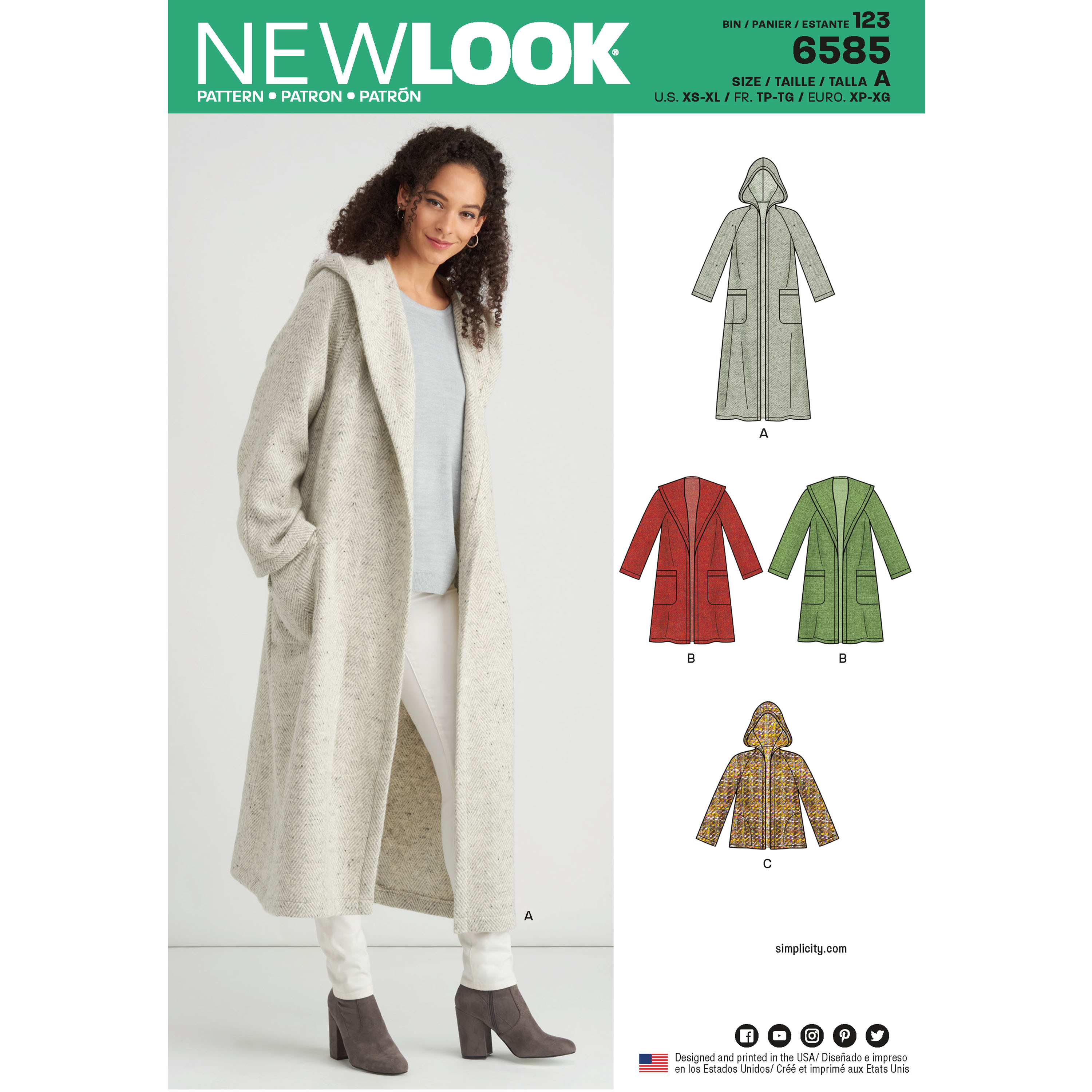 New Look 6585 Misses' Coat with Hood