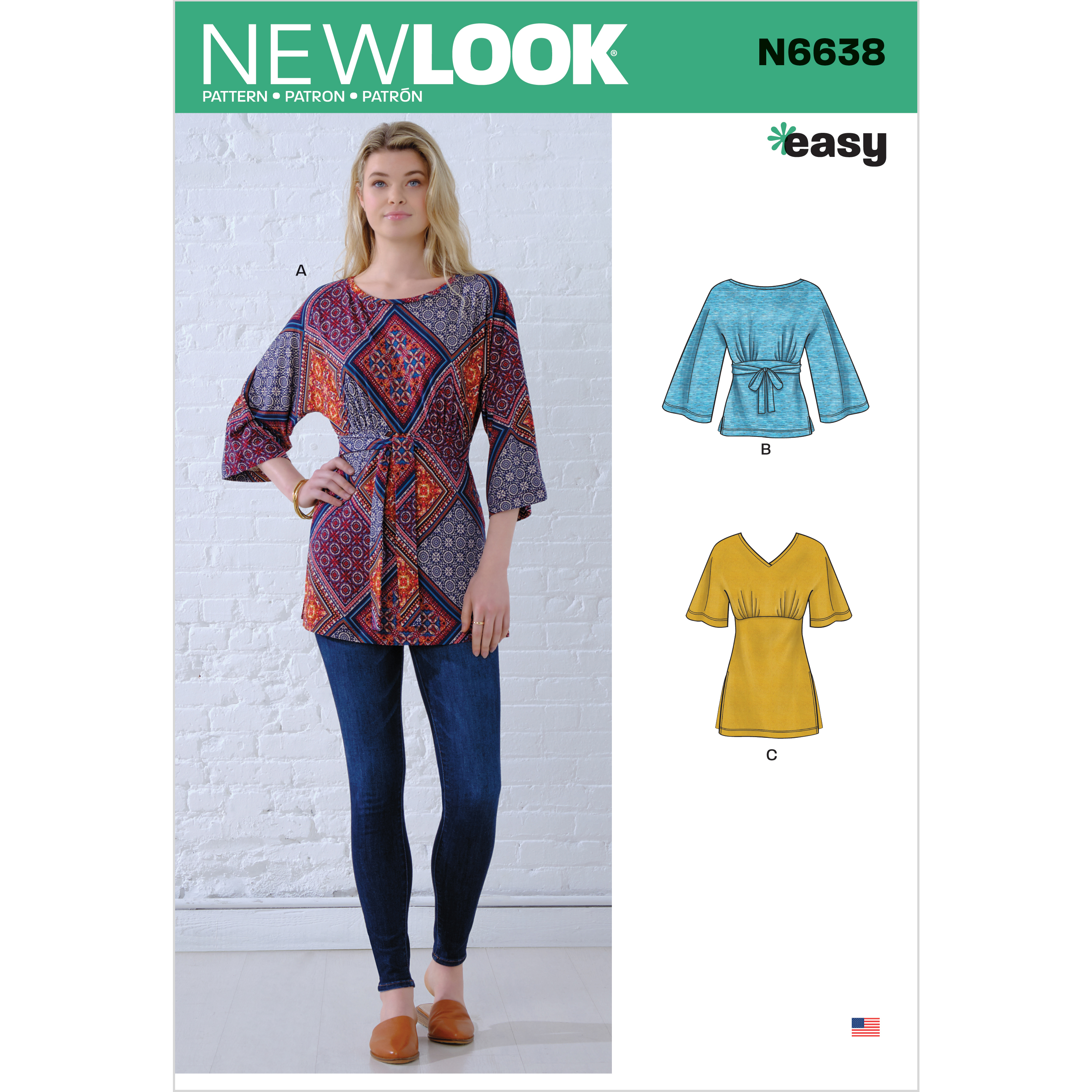 New Look 6638 EASY Misses Tops Tunics Sewing Pattern Sz 6-24 