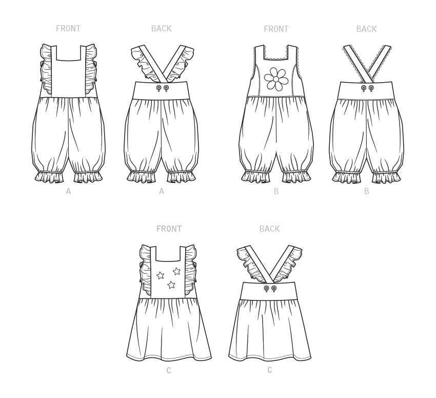 New Look 6738 Babies' Rompers and Dress