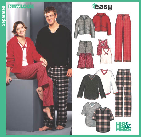 New Look 6306 Unisex Loungewear Jacket, Tops, Pants and Shorts