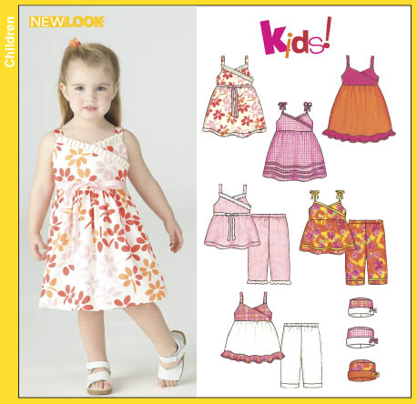 New Look 6396 Toddlers' Dresses, Tops, Cropped Pants and Hat