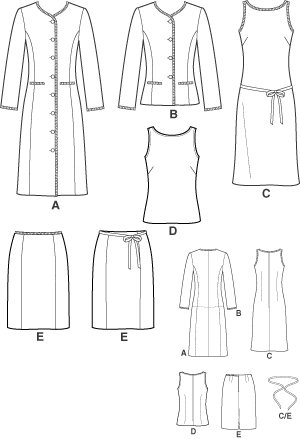 New Look 6413 Misses' Dress, Top, Skirt and Lined Coat or Jacket